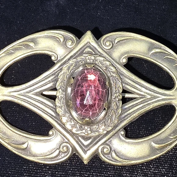 Art Nouveau Pink Sash Pin Brooch Antique - Picture 5 of 7
